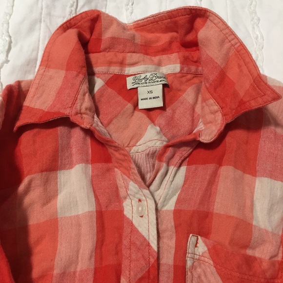 LUCKY BRAND Orange Salmon Button Down Top - Picture 3 of 4
